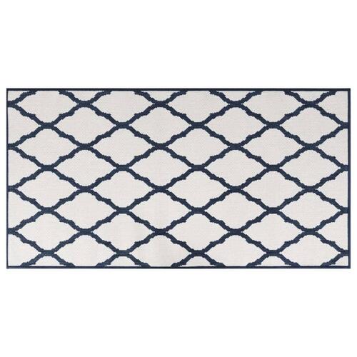Udendørs gulvtæppe 80x150 cm vendbart design marineblå og hvid