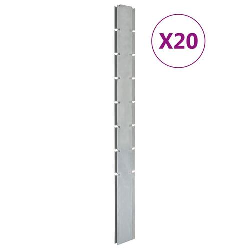 Stolpe til havehegn 20 stk. 200 cm galvaniseret stål sølvfarvet