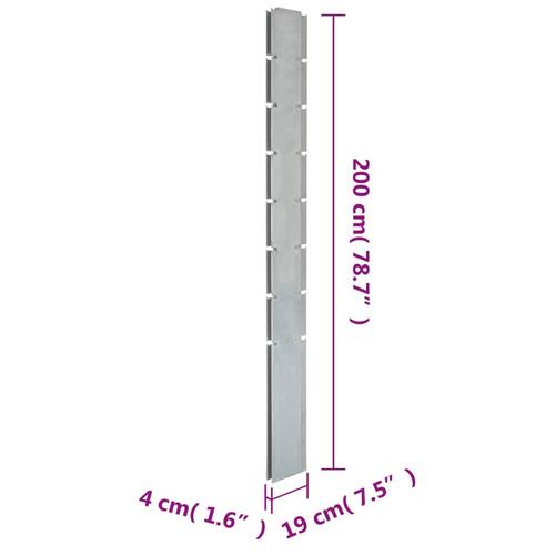 Stolpe til havehegn 20 stk. 200 cm galvaniseret stål sølvfarvet