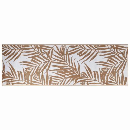 Udendørs gulvtæppe 80x250 cm vendbart design brun og hvid
