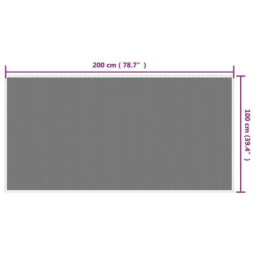 Udendørs gulvtæppe 100x200 cm vendbart design brun og hvid