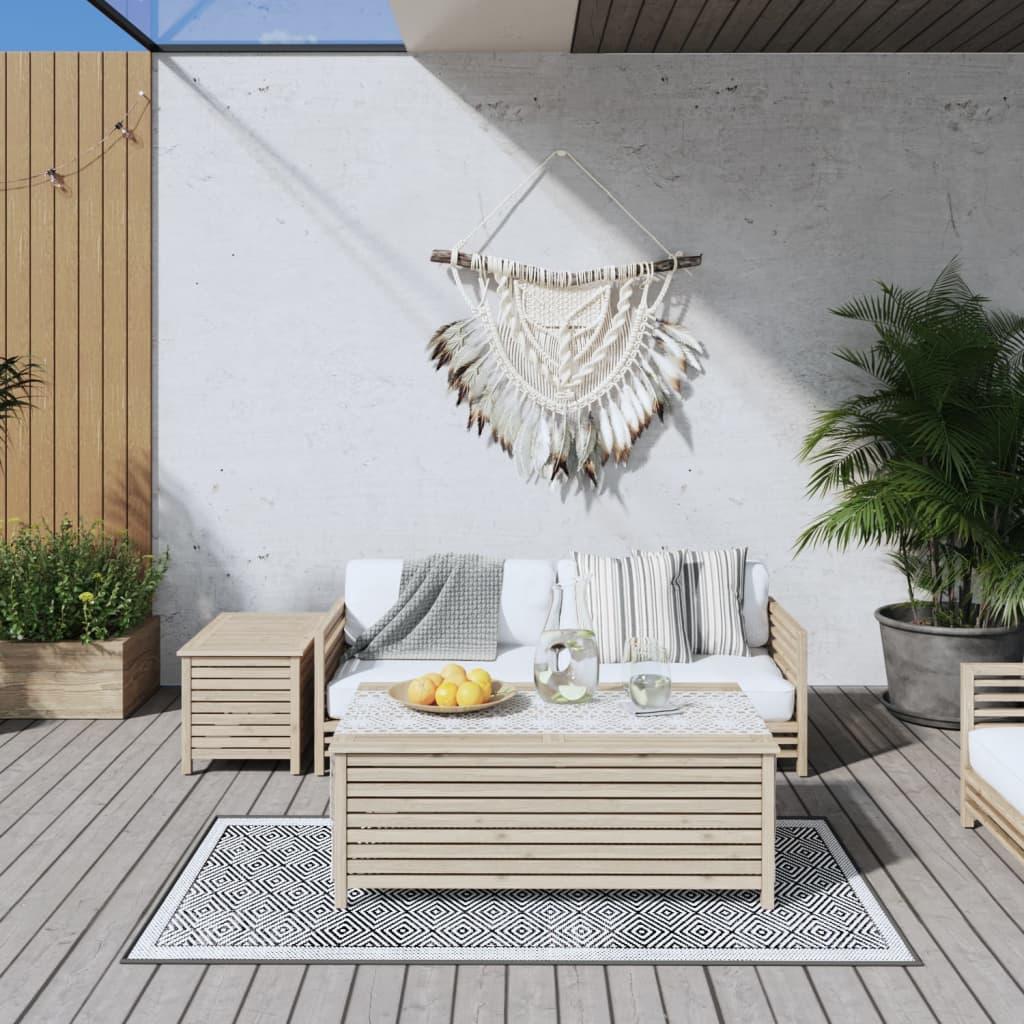 Udendørs gulvtæppe 80x150 cm vendbart design grå og hvid
