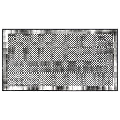 Udendørs gulvtæppe 80x150 cm vendbart design grå og hvid