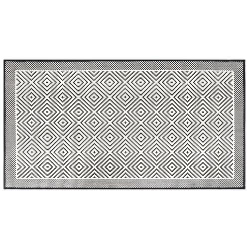 Udendørs gulvtæppe 80x150 cm vendbart design grå og hvid