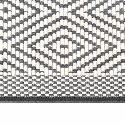Udendørs gulvtæppe 80x150 cm vendbart design grå og hvid
