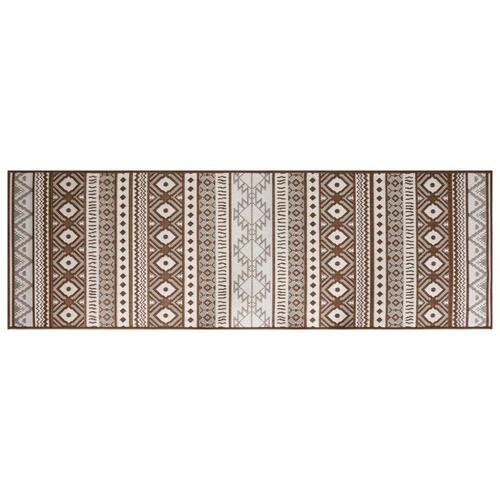 Udendørs gulvtæppe 80x250 cm vendbart design brun og hvid