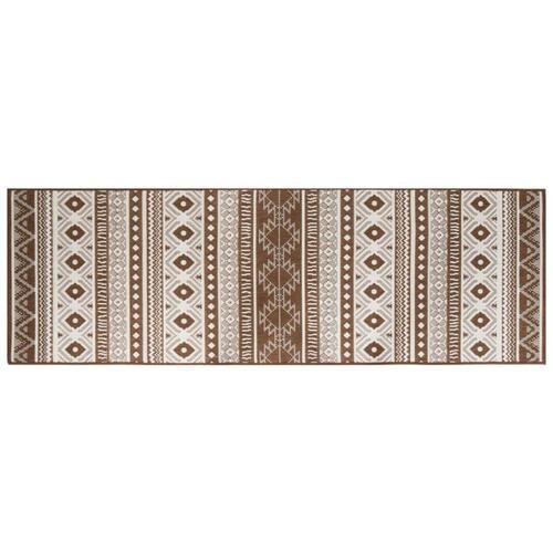 Udendørs gulvtæppe 80x250 cm vendbart design brun og hvid