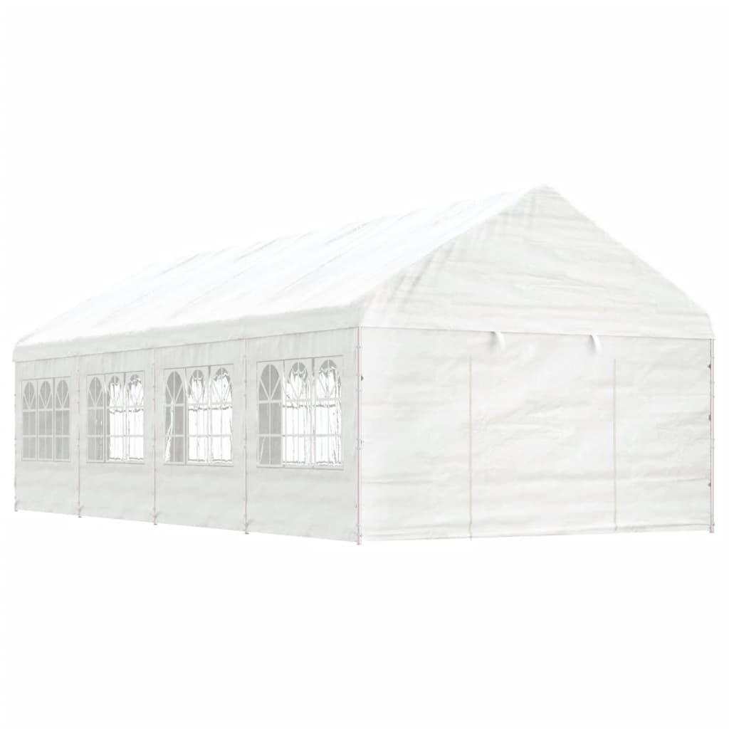 Pavillon med tag 8,92x4,08x3,22 m polyethylen hvid