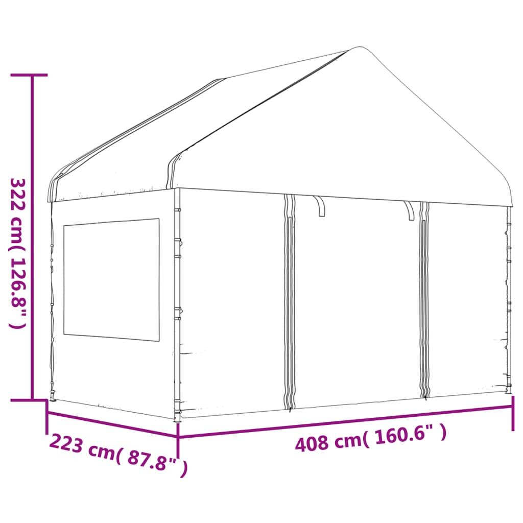 Pavillon med tag 8,92x4,08x3,22 m polyethylen hvid