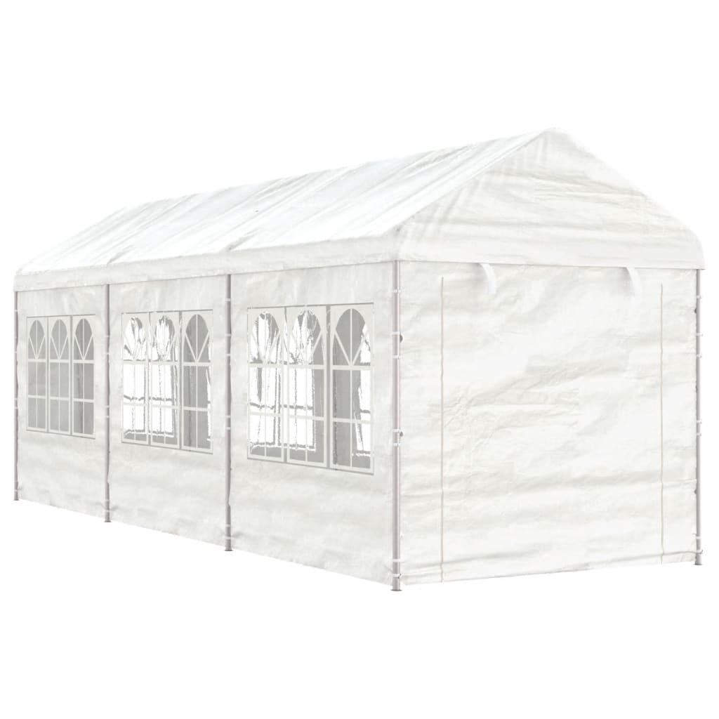 Pavillon med tag 6,69x2,28x2,69 m polyethylen hvid