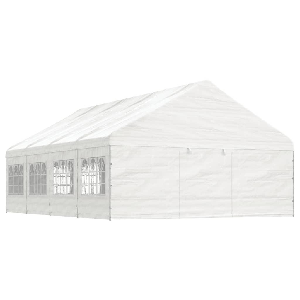 Pavillon med tag 8,92x5,88x3,75 m polyethylen hvid