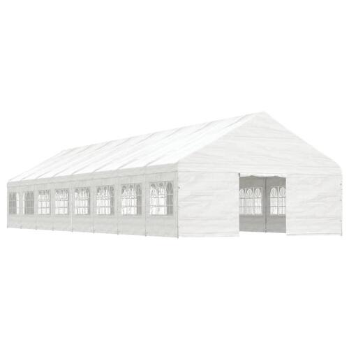 Pavillon med tag 17,84x5,88x3,75 m polyethylen hvid