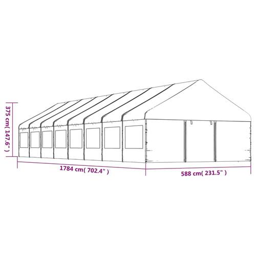 Pavillon med tag 17,84x5,88x3,75 m polyethylen hvid