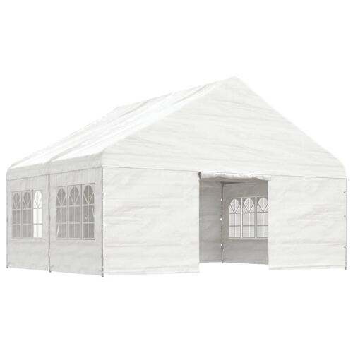 Pavillon med tag 4,46x5,88x3,75 m polyethylen hvid