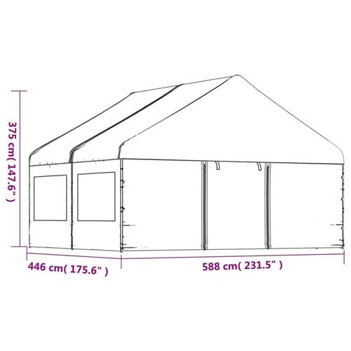 Pavillon med tag 4,46x5,88x3,75 m polyethylen hvid