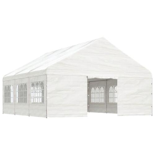 Pavillon med tag 6,69x5,88x3,75 m polyethylen hvid