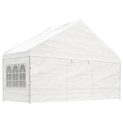 Pavillon med tag 6,69x5,88x3,75 m polyethylen hvid