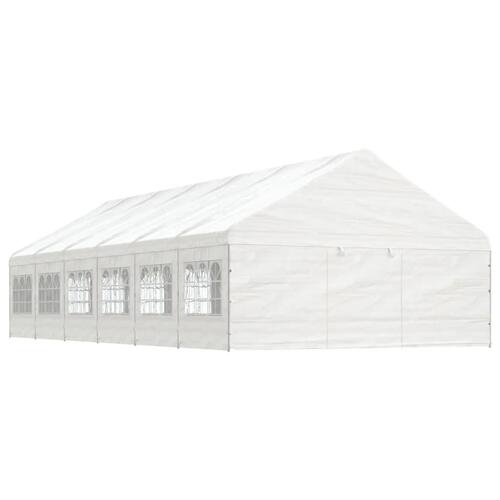 Pavillon med tag 13,38x5,88x3,75 m polyethylen hvid