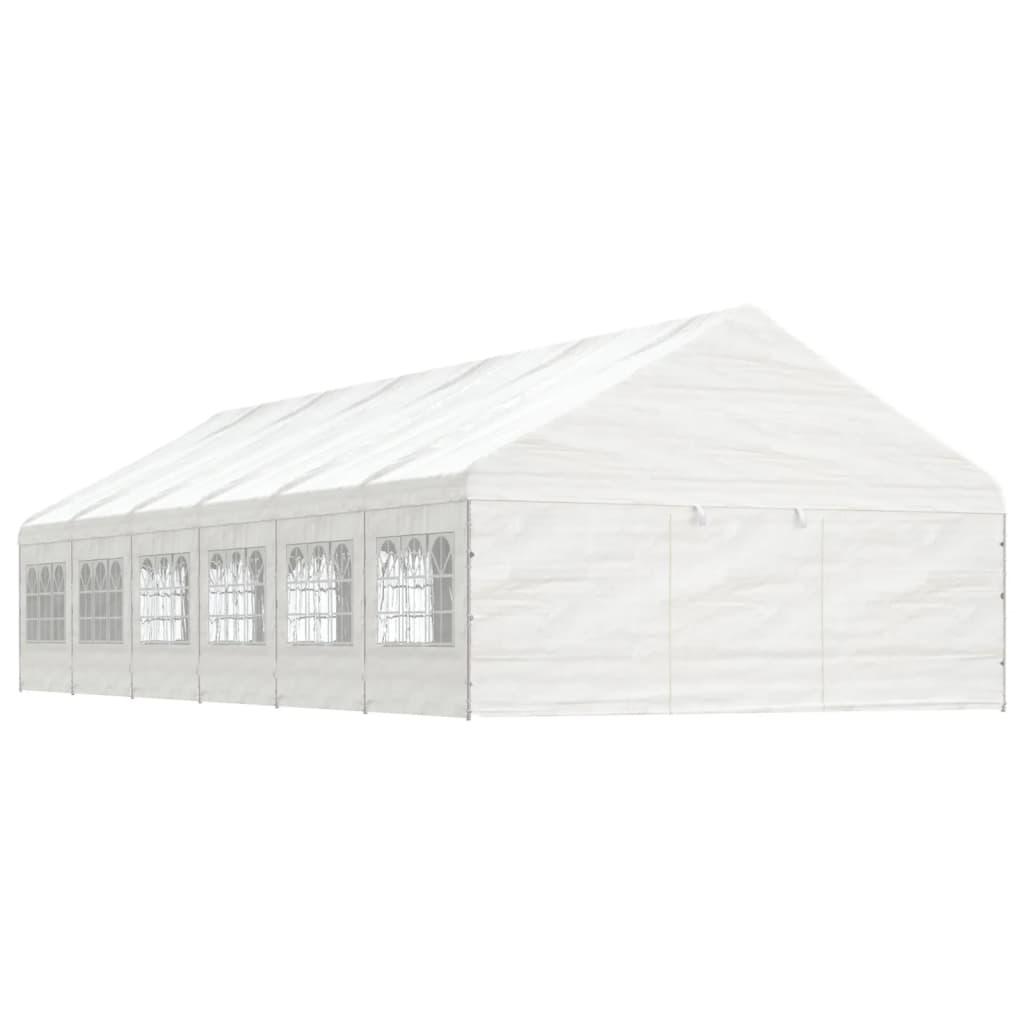 Pavillon med tag 13,38x5,88x3,75 m polyethylen hvid