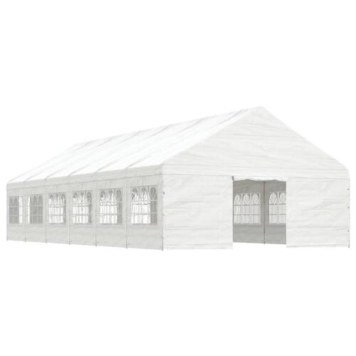 Pavillon med tag 13,38x5,88x3,75 m polyethylen hvid