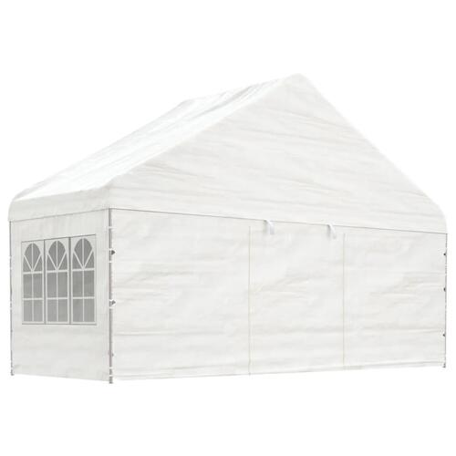 Pavillon med tag 13,38x5,88x3,75 m polyethylen hvid