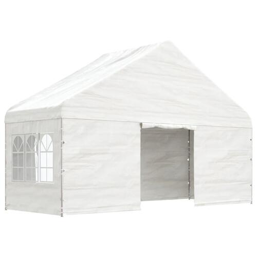 Pavillon med tag 13,38x5,88x3,75 m polyethylen hvid