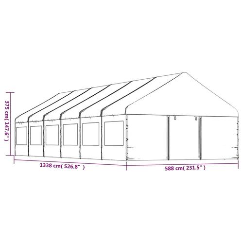 Pavillon med tag 13,38x5,88x3,75 m polyethylen hvid