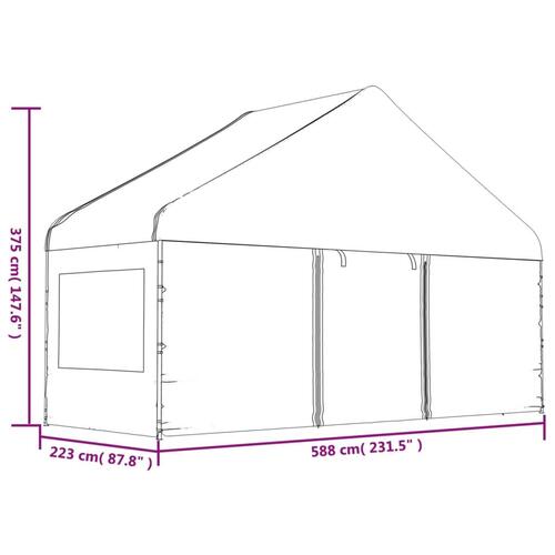 Pavillon med tag 13,38x5,88x3,75 m polyethylen hvid