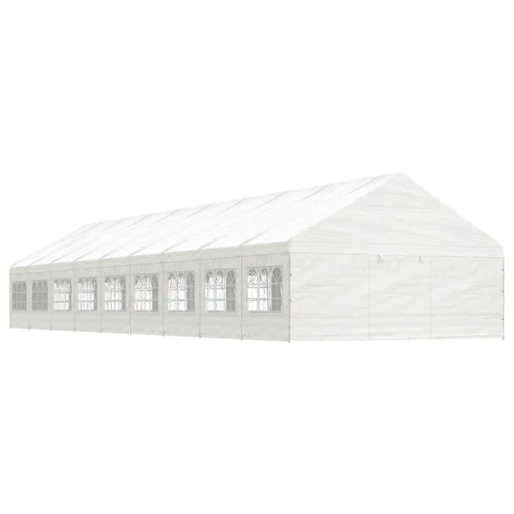 Pavillon med tag 20,07x5,88x3,75 m polyethylen hvid