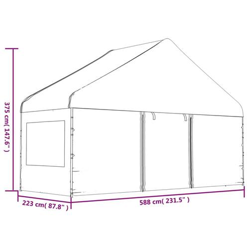 Pavillon med tag 20,07x5,88x3,75 m polyethylen hvid