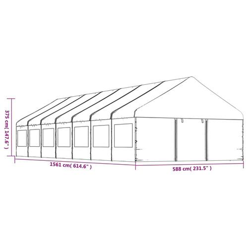 Pavillon med tag 15,61x5,88x3,75 m polyethylen hvid