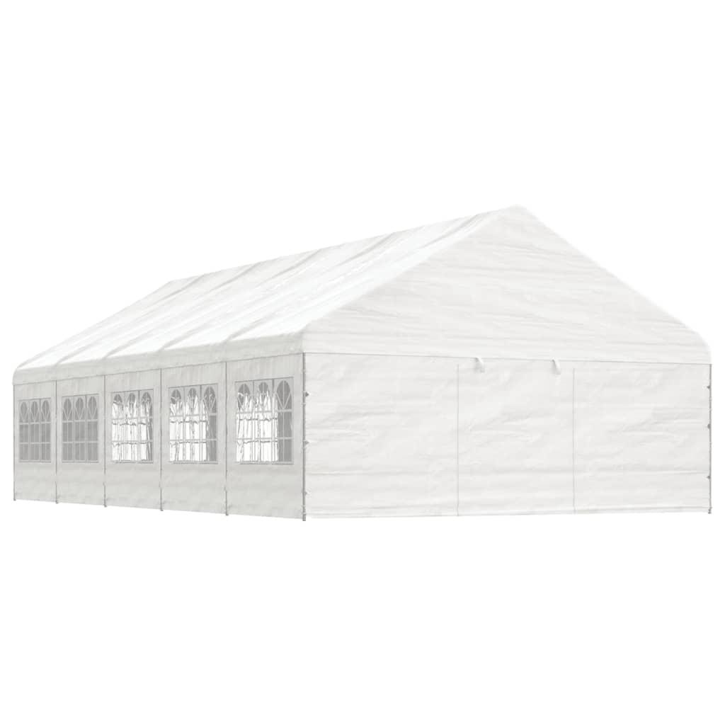 Pavillon med tag 11,15x5,88x3,75 m polyethylen hvid