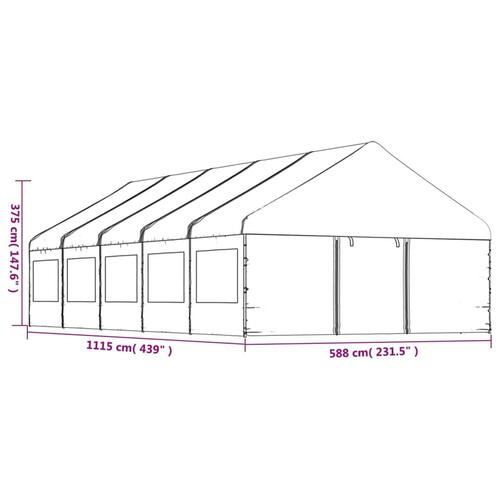 Pavillon med tag 11,15x5,88x3,75 m polyethylen hvid
