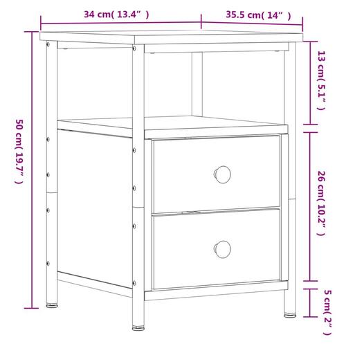 Sengebord 34x35,5x50 cm konstrueret træ sonoma-eg