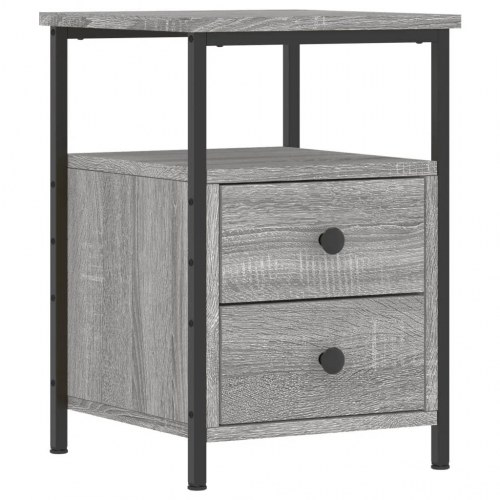 Sengebord i grå sonoma-eg - 34 × 35,5 × 50 cm, industrielt design
