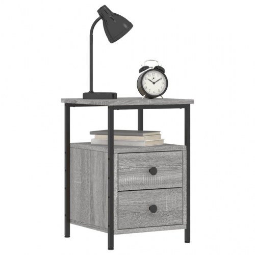 Sengebord i grå sonoma-eg - 34 × 35,5 × 50 cm, industrielt design