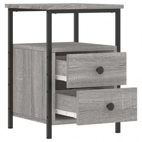 Sengebord i grå sonoma-eg - 34 × 35,5 × 50 cm, industrielt design