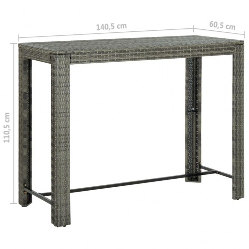 Barbord til haven 140,5x60,5x110,5 cm polyrattan grå