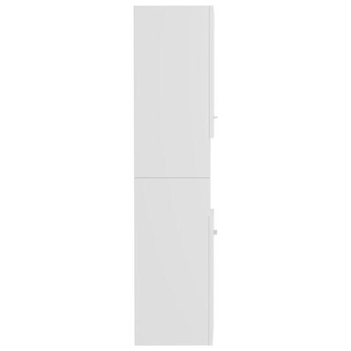 Badeværelsesskab 30x30x130 cm spånplade hvid højglans