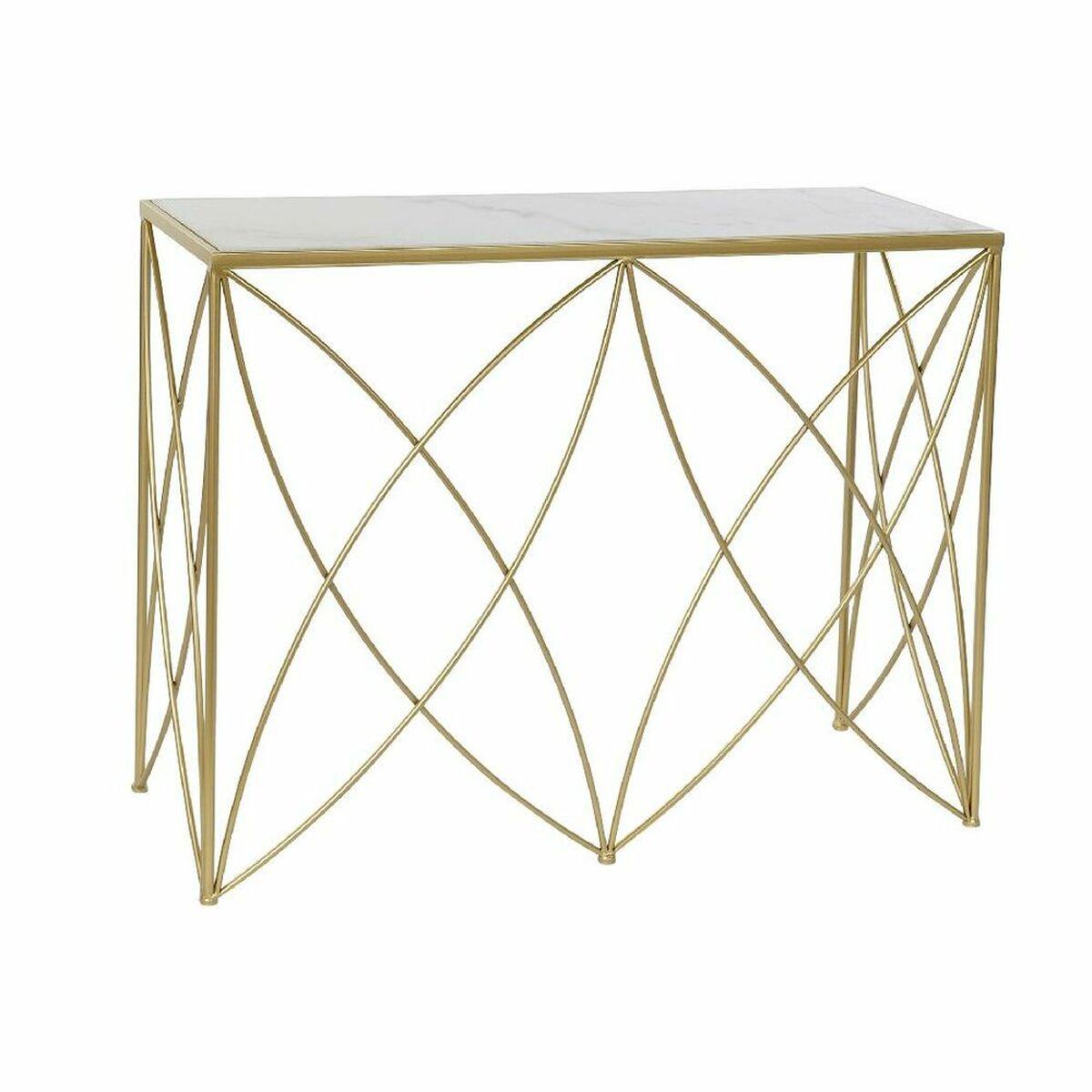 Konsol Hvid Sølvfarvet Metal Marmor 100 X 33 X 78 Cm