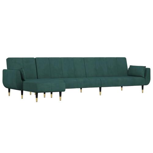 Sovesofa med chaiselong 275x140x70 cm velour mørkegrøn