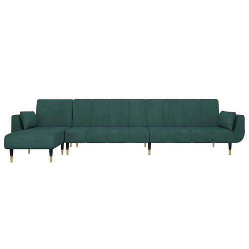 Sovesofa med chaiselong 275x140x70 cm velour mørkegrøn
