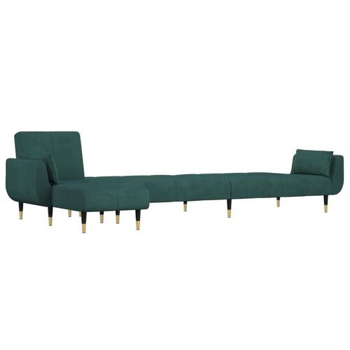 Sovesofa med chaiselong 275x140x70 cm velour mørkegrøn