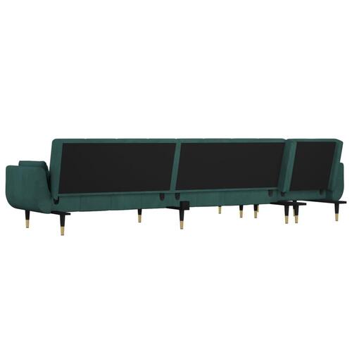 Sovesofa med chaiselong 275x140x70 cm velour mørkegrøn