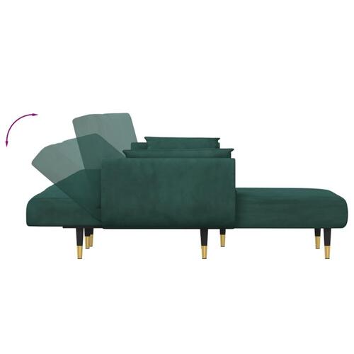 Sovesofa med chaiselong 275x140x70 cm velour mørkegrøn