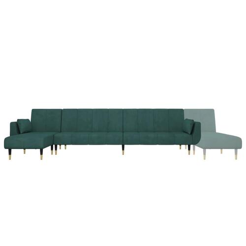 Sovesofa med chaiselong 275x140x70 cm velour mørkegrøn