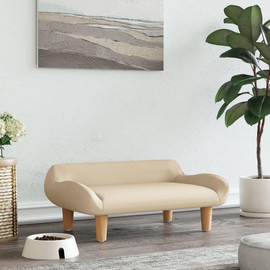 Hundeseng i stof - cremefarvet 70×40×24 cm