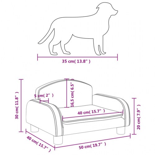 Hundeseng i kunstlæder - sort, 50 × 40 × 30 cm