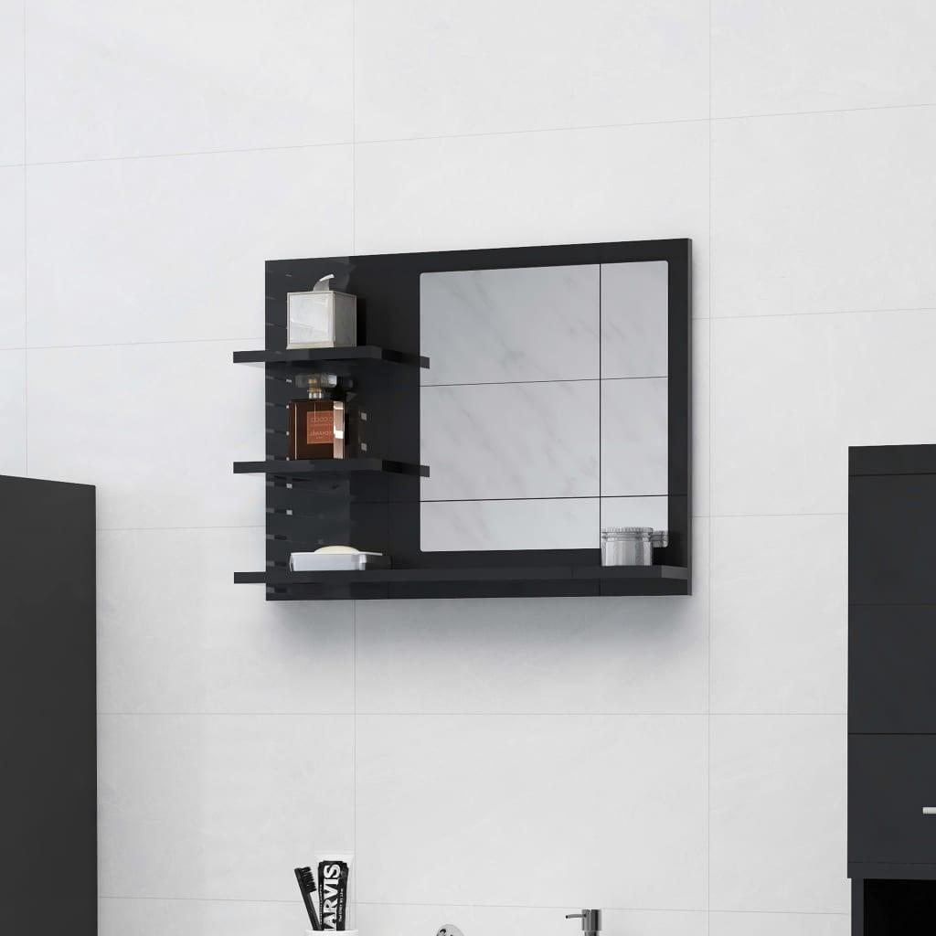 Badeværelsesspejl 60x10,5x45 cm spånplade sort højglans