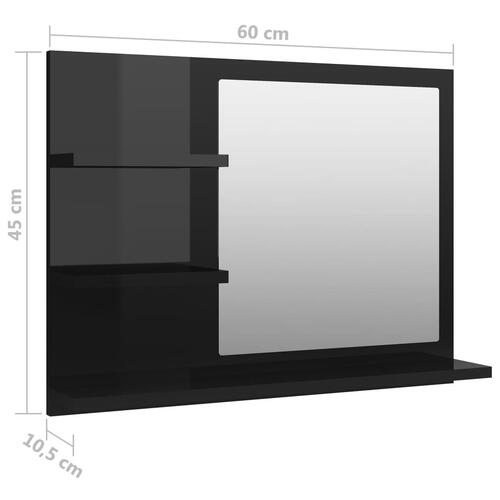 Badeværelsesspejl 60x10,5x45 cm spånplade sort højglans